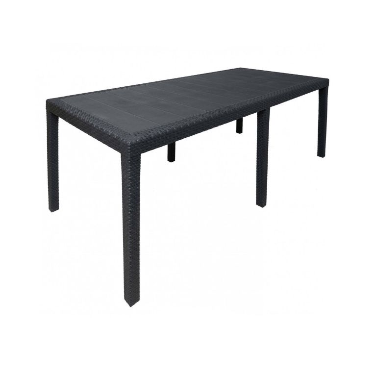 Tavolo da esterno Roma, Tavolo rettangolare allungabile da pranzo, Tavolo da giardino estensibile effetto rattan, 100% Made in Italy, 150-220x90h72 cm, Antracite