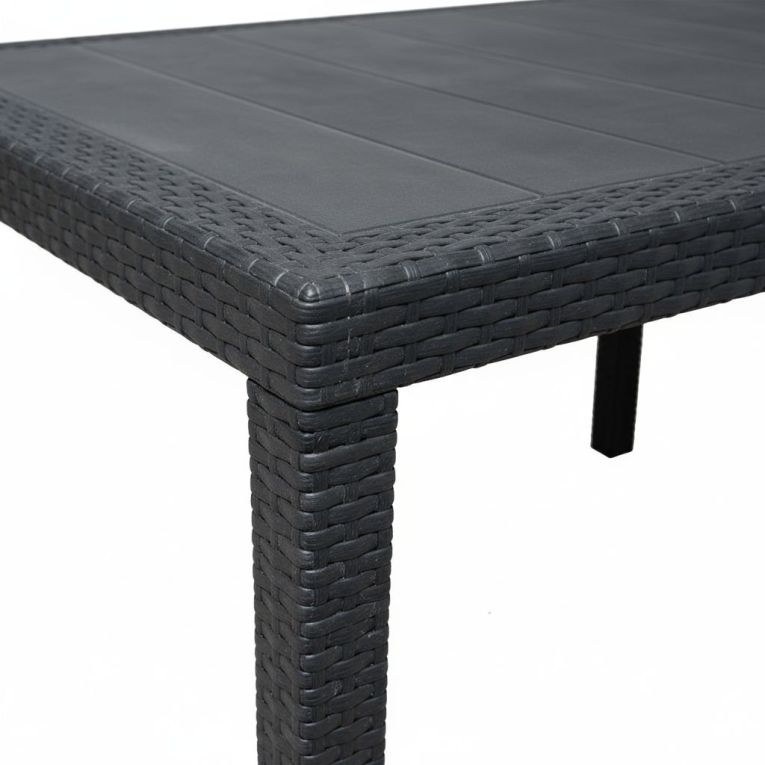 Tavolo da esterno Roma, Tavolo rettangolare allungabile da pranzo, Tavolo da giardino estensibile effetto rattan, 100% Made in Italy, 150-220x90h72 cm, Antracite
