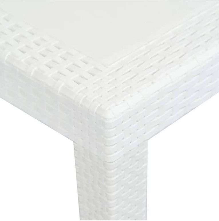 Tavolo da esterno Roma, Tavolo rettangolare allungabile da pranzo, Tavolo da giardino estensibile effetto rattan, 100% Made in Italy, 150-220x90h72 cm, Bianco