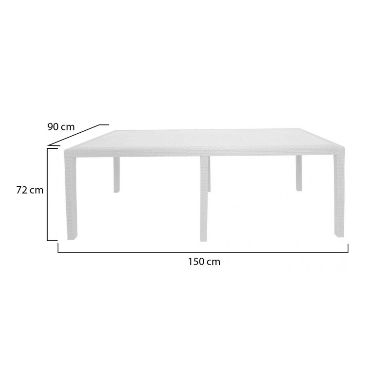 Tavolo da esterno Roma, Tavolo rettangolare allungabile da pranzo, Tavolo da giardino estensibile effetto rattan, 100% Made in Italy, 150-220x90h72 cm, Bianco