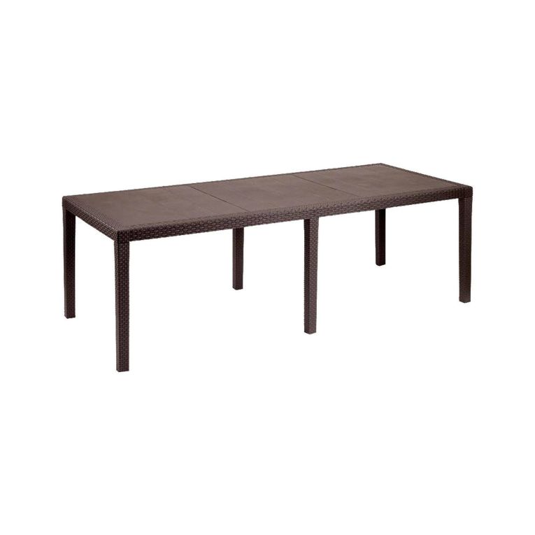 Tavolo da esterno Roma, Tavolo rettangolare allungabile da pranzo, Tavolo da giardino estensibile effetto rattan, 100% Made in Italy, 150-220x90h72 cm, Marrone