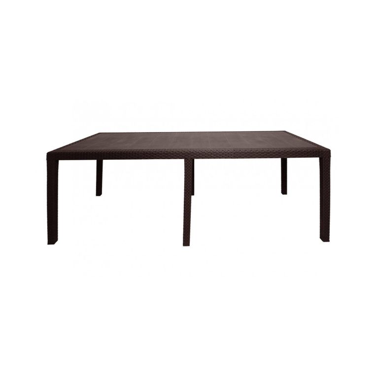 Tavolo da esterno Roma, Tavolo rettangolare allungabile da pranzo, Tavolo da giardino estensibile effetto rattan, 100% Made in Italy, 150-220x90h72 cm, Marrone