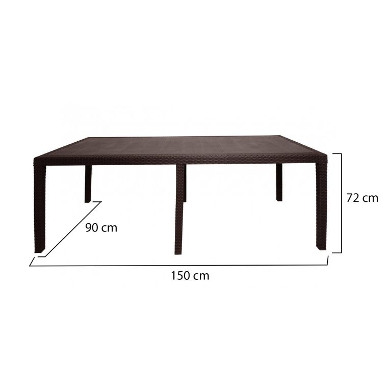 Tavolo da esterno Roma, Tavolo rettangolare allungabile da pranzo, Tavolo da giardino estensibile effetto rattan, 100% Made in Italy, 150-220x90h72 cm, Marrone