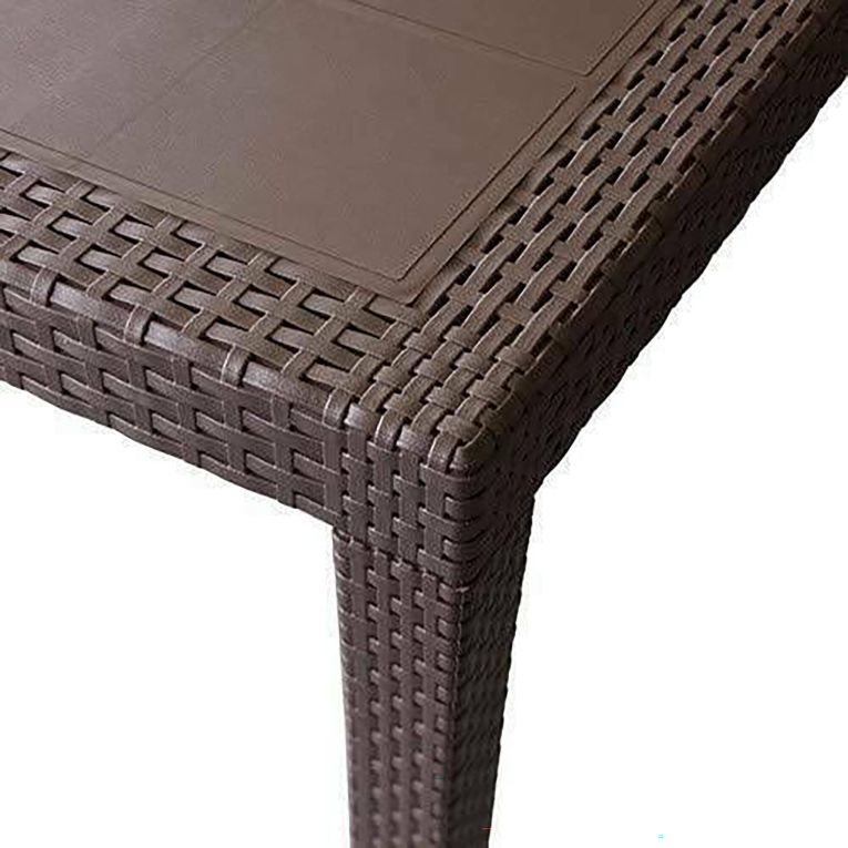 Tavolo da esterno Roma, Tavolo rettangolare allungabile da pranzo, Tavolo da giardino estensibile effetto rattan, 100% Made in Italy, 150-220x90h72 cm, Marrone