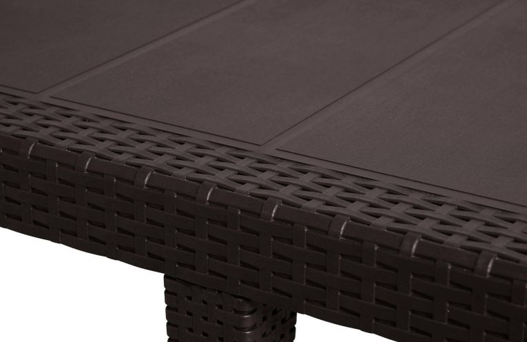 Tavolo da esterno Roma, Tavolo rettangolare allungabile da pranzo, Tavolo da giardino estensibile effetto rattan, 100% Made in Italy, 150-220x90h72 cm, Marrone
