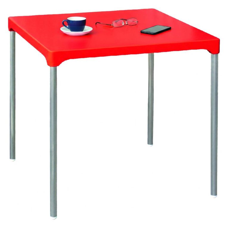 Tavolo da Esterno Rosso 4 Posti Tavolo Tavolo Fisso Quadrato 75x75x72h cm, Lunghezza Massima 75 cm Made in Italy - Brownstown