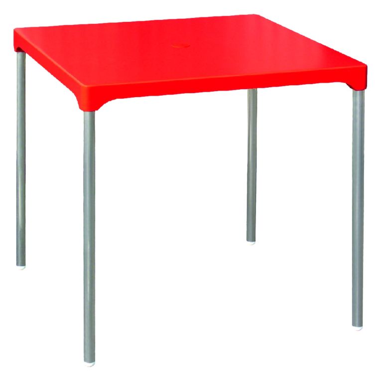 Tavolo da Esterno Rosso 4 Posti Tavolo Tavolo Fisso Quadrato 75x75x72h cm, Lunghezza Massima 75 cm Made in Italy - Brownstown