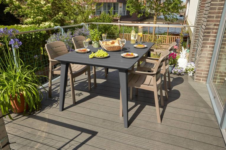 Tavolo da esterno Secondo, Base per picnic, Piano da pranzo da giardino, Banco outdoor multiuso, 157x98 h74 cm, Antracite