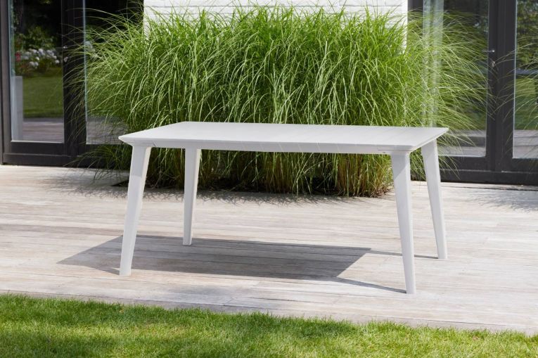 Tavolo da esterno Secondo, Base per picnic, Piano da pranzo da giardino, Banco outdoor multiuso, 157x98 h74 cm, Bianco