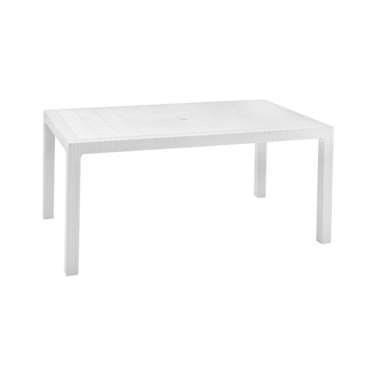 Tavolo da esterno Solero, Base per picnic, Piano da pranzo da giardino, Banco outdoor multiuso, 95x161 h75 cm, Bianco
