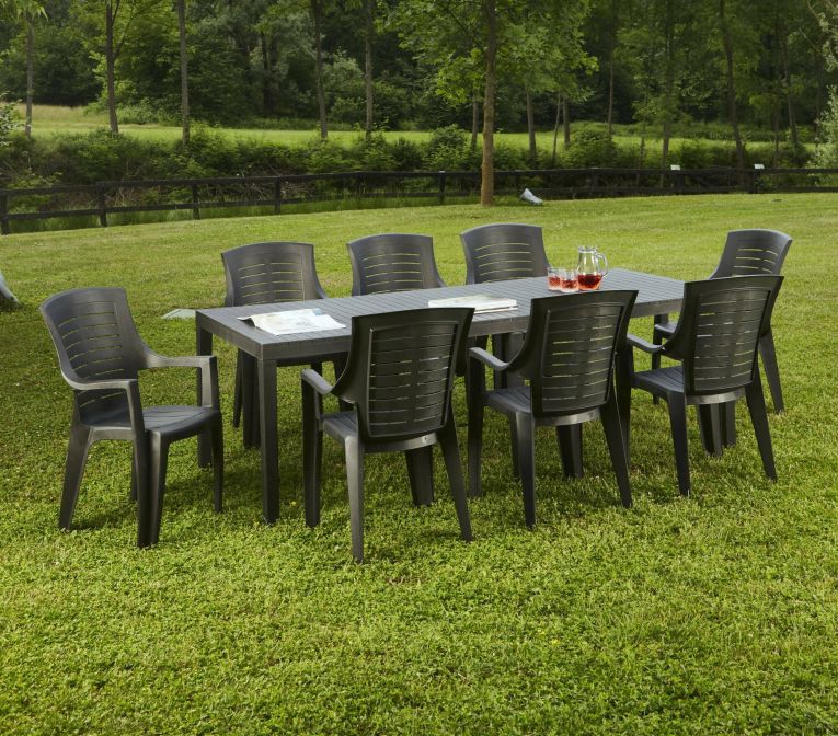 Tavolo da esterno Susa, Tavolo rettangolare allungabile da pranzo, Tavolo da giardino estensibile, 100% Made in Italy, 150x90h72 cm, Antracite