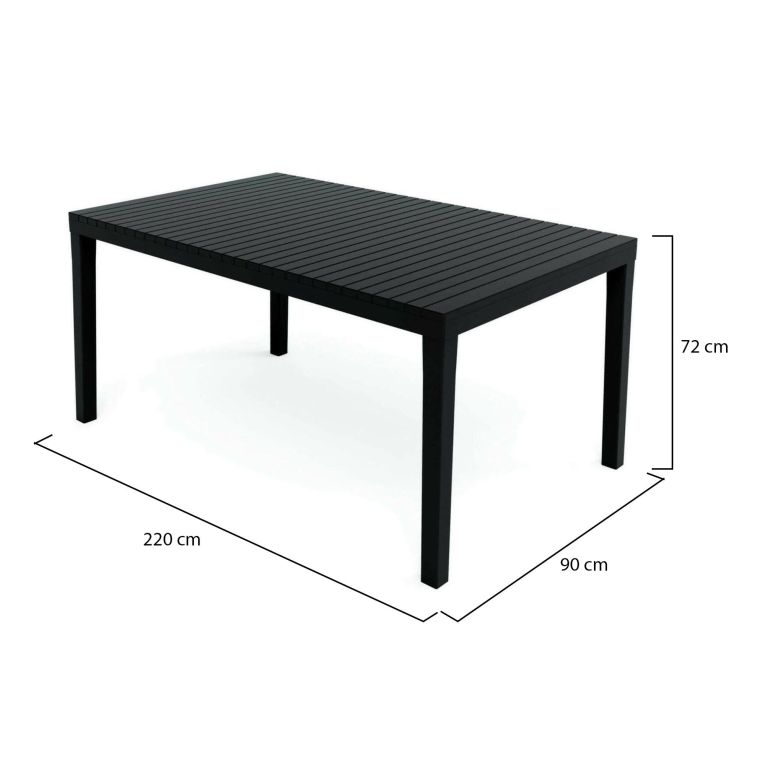 Tavolo da esterno Susa, Tavolo rettangolare allungabile da pranzo, Tavolo da giardino estensibile, 100% Made in Italy, 150x90h72 cm, Antracite