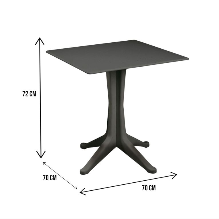 Tavolo da esterno Trani, Tavolo quadrato fisso, Tavolino da giardino multiuso, 100% Made in Italy, 70x70h72 cm, Antracite