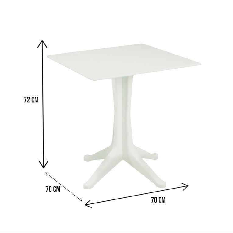 Tavolo da esterno Trani, Tavolo quadrato fisso, Tavolino da giardino multiuso, 100% Made in Italy, 70x70h72 cm, Bianco