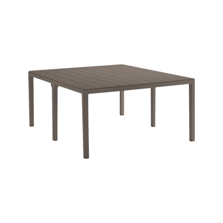 Tavolo da esterno Varda, Base per picnic, Piano da pranzo da giardino multiposizione, Banco outdoor multiuso, Made in Italy, 292x86 h74 cm, Tortora