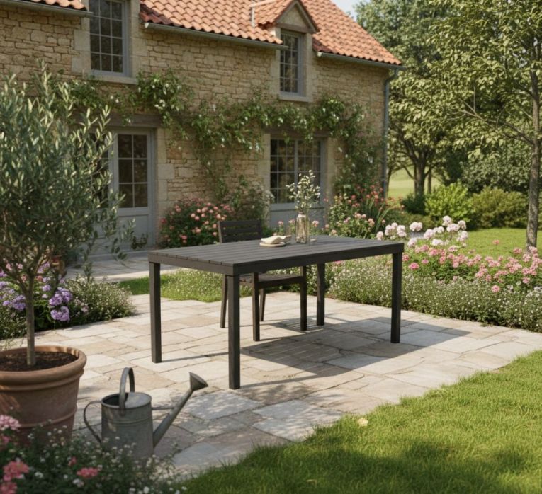 Tavolo da esterno Vasto, Tavolo rettangolare da pranzo, Tavolo da giardino indoor e outdoor multiuso, 100% Made in Italy, 138x78h72 cm, Antracite