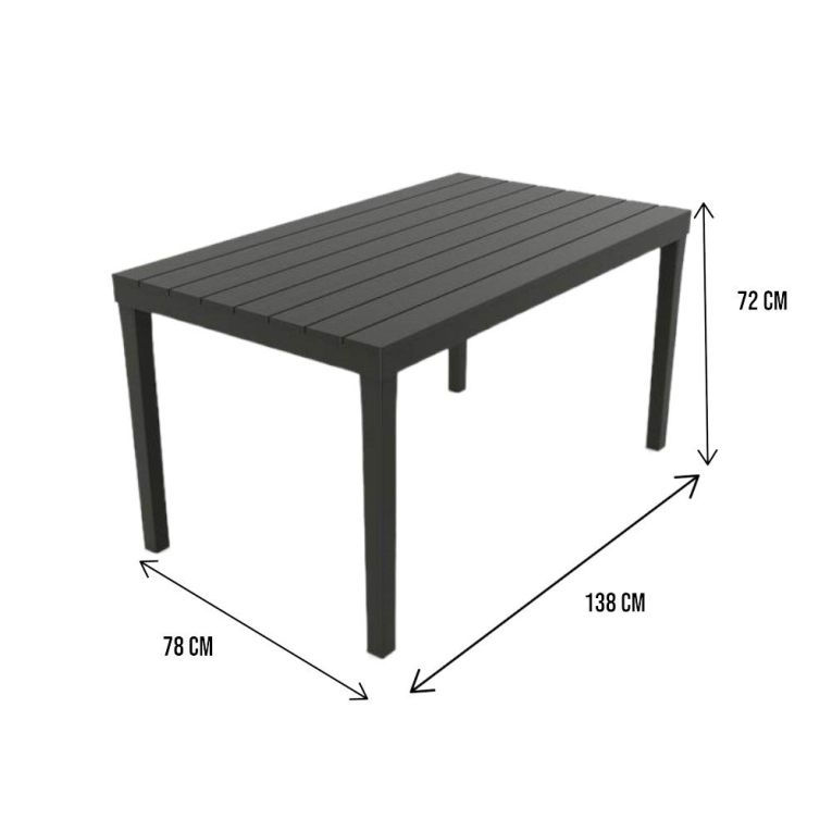 Tavolo da esterno Vasto, Tavolo rettangolare da pranzo, Tavolo da giardino indoor e outdoor multiuso, 100% Made in Italy, 138x78h72 cm, Antracite