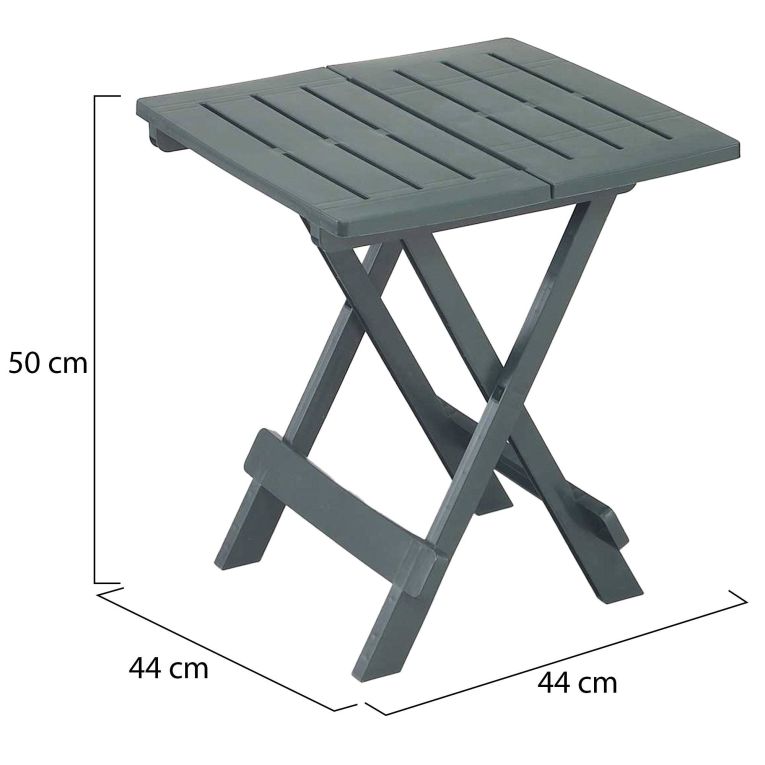 Tavolo da Esterno Verde 2 Posti Tavolo Tavolo da Esterno Pieghevole 44x44x50h cm, Lunghezza Massima 44 cm Made in Italy - Elpino