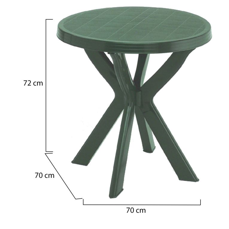 Tavolo da Esterno Verde 2 Posti Tavolo Tavolo Rotondo Fisso 70x70x72h cm, Lunghezza Massima 70 cm Made in Italy - Lorwood