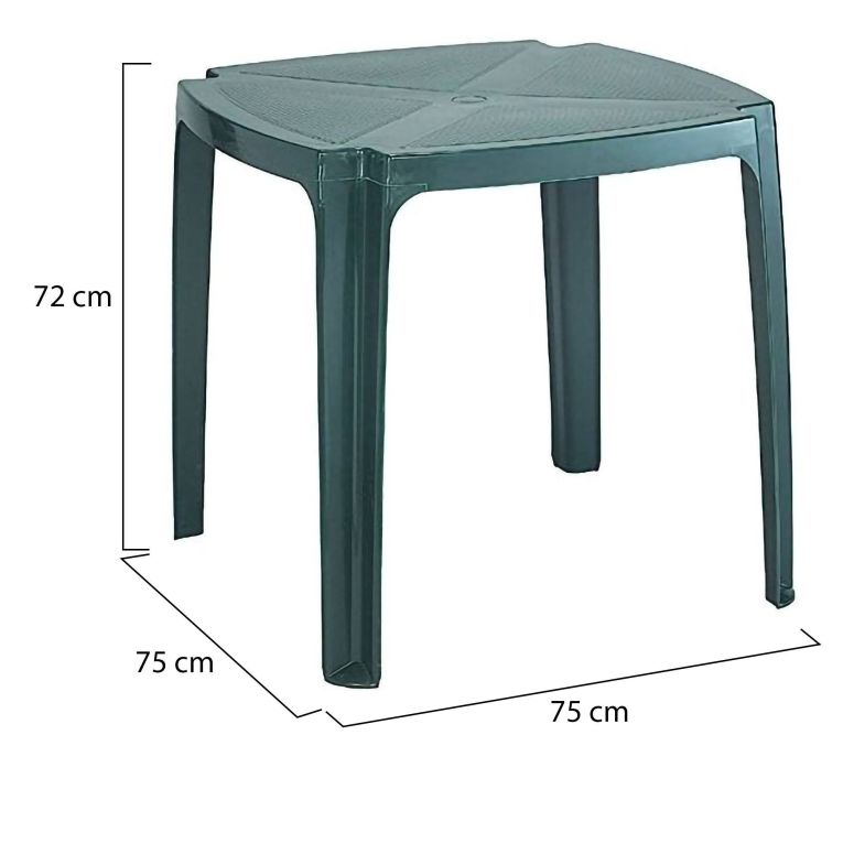 Tavolo da Esterno Verde 4 Posti Tavolo Tavolo da Esterno Fisso 75x75x72h cm, Lunghezza Massima 75 cm Made in Italy - Smithport