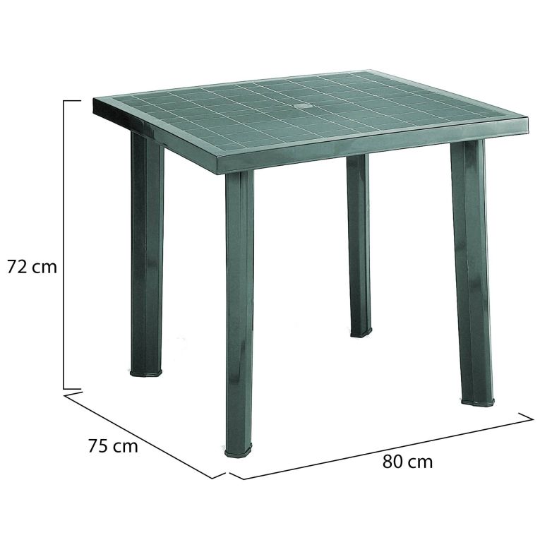 Tavolo da Esterno Verde 4 Posti Tavolo Tavolo da Esterno Fisso 80x75x72h cm, Lunghezza Massima 80 cm Made in Italy - Tessner
