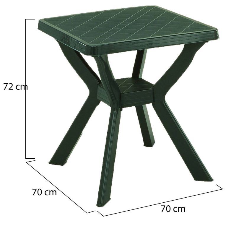 Tavolo da Esterno Verde 4 Posti Tavolo Tavolo Fisso Quadrato 70x70x72h cm, Lunghezza Massima 70 cm Made in Italy - Straven