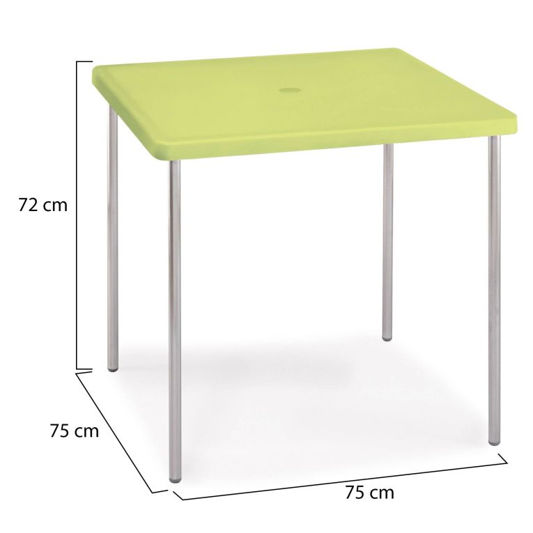 Tavolo da Esterno Verde 4 Posti Tavolo Tavolo Fisso Quadrato 75x75x72h cm, Lunghezza Massima 75 cm Made in Italy - Brownstown