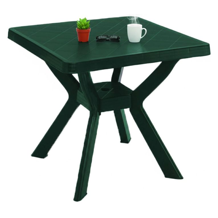 Tavolo da Esterno Verde 4 Posti Tavolo Tavolo Fisso Quadrato 79x79x72h cm, Lunghezza Massima 79 cm Made in Italy - Normandy