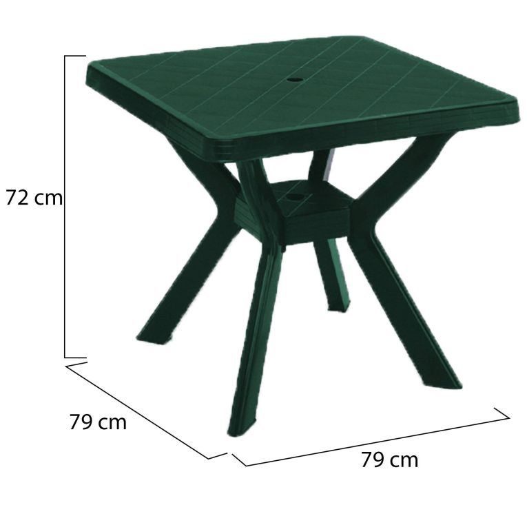 Tavolo da Esterno Verde 4 Posti Tavolo Tavolo Fisso Quadrato 79x79x72h cm, Lunghezza Massima 79 cm Made in Italy - Normandy