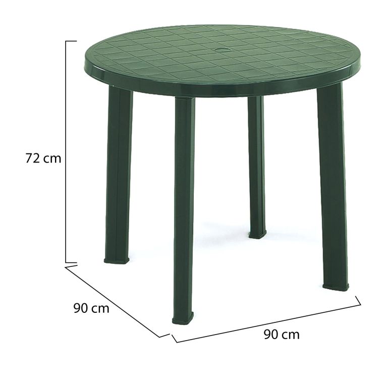 Tavolo da Esterno Verde 4 Posti Tavolo Tavolo Fisso Rotondo 90x90x72h cm, Lunghezza Massima 90 cm Made in Italy - Brooksdale