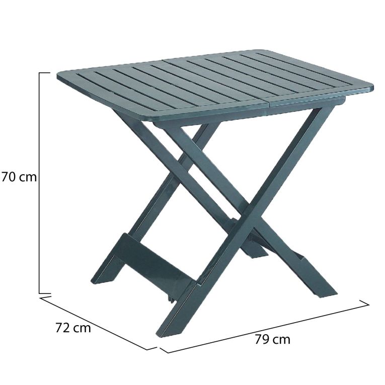 Tavolo da Esterno Verde 4 Posti Tavolo Tavolo Pieghevole Rettangolare 79x72x70h cm, Lunghezza Massima 79 cm Made in Italy - Ruthton
