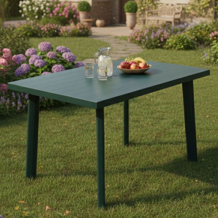 Tavolo da Esterno Verde 6 Posti Finitura Effetto Liscio 126x76x72h cm, Lunghezza Massima 126 cm Made in Italy - Ozello