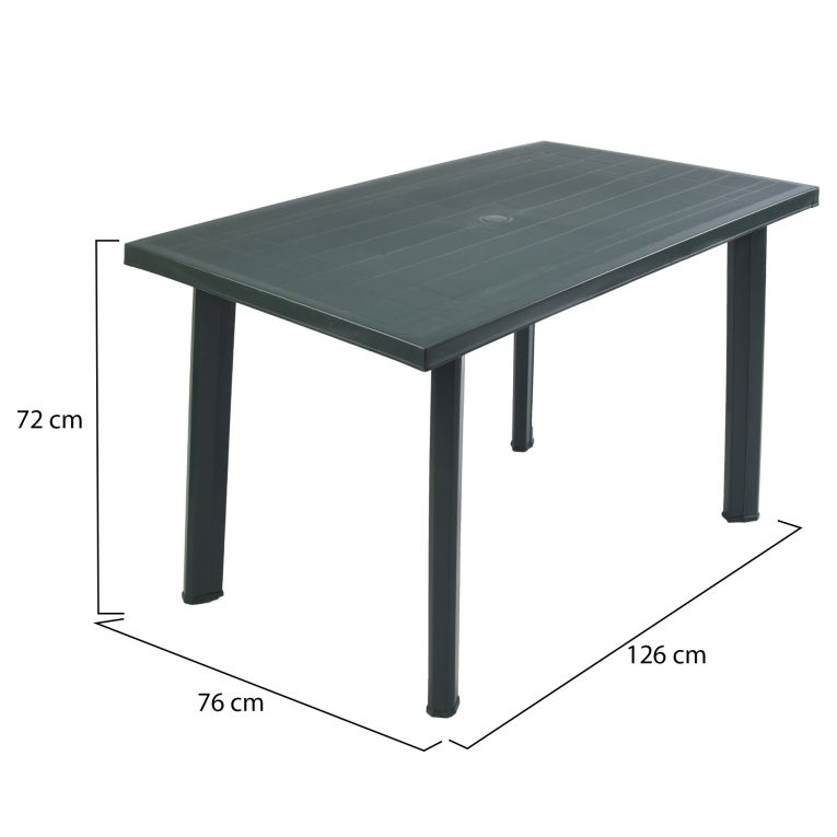 Tavolo da Esterno Verde 6 Posti Finitura Effetto Liscio 126x76x72h cm, Lunghezza Massima 126 cm Made in Italy - Ozello