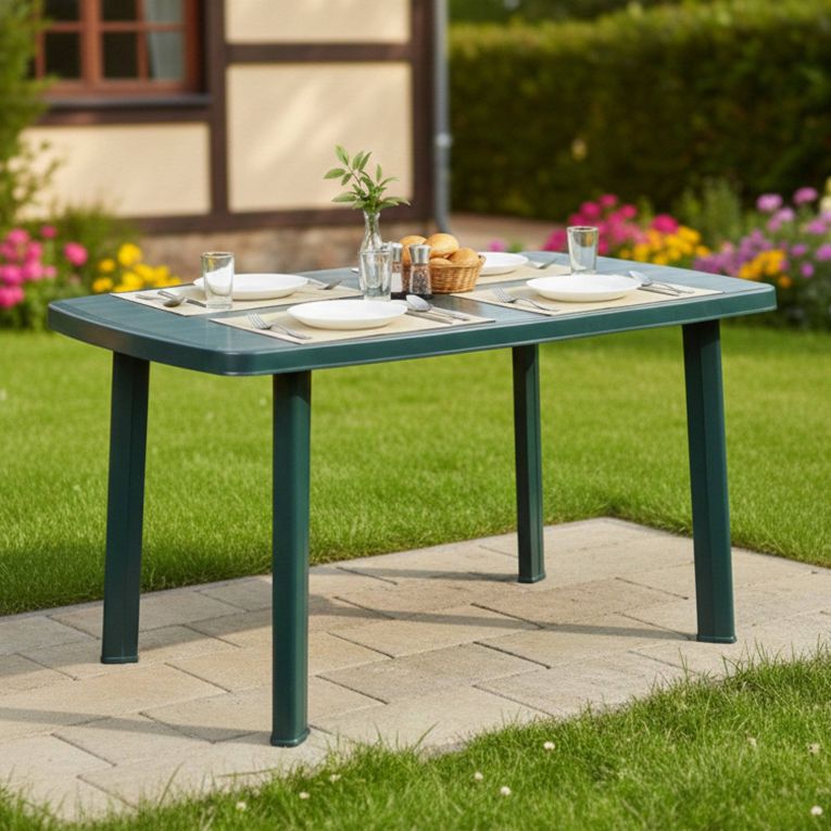 Tavolo da Esterno Verde 6 Posti Tavolo Tavolo da Esterno Fisso 137x85x72h cm, Lunghezza Massima 137 cm Made in Italy - Greggs