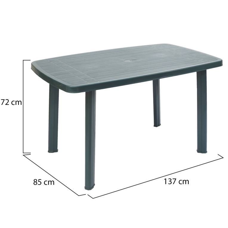 Tavolo da Esterno Verde 6 Posti Tavolo Tavolo da Esterno Fisso 137x85x72h cm, Lunghezza Massima 137 cm Made in Italy - Greggs