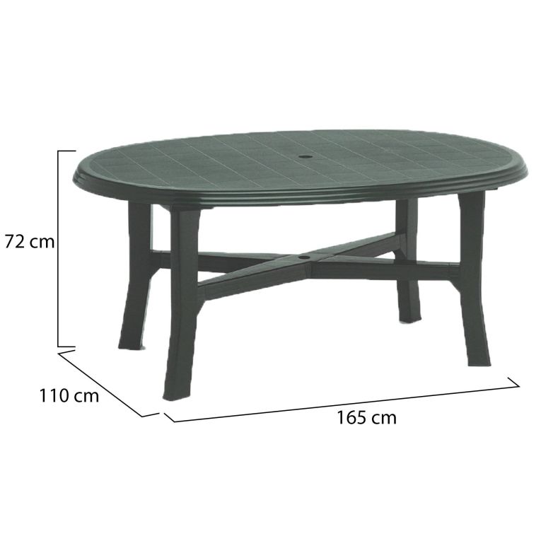 Tavolo da Esterno Verde 6 Posti Tavolo Tavolo da Esterno Fisso 165x110x72h cm, Lunghezza Massima 165 cm Made in Italy - Simmsville