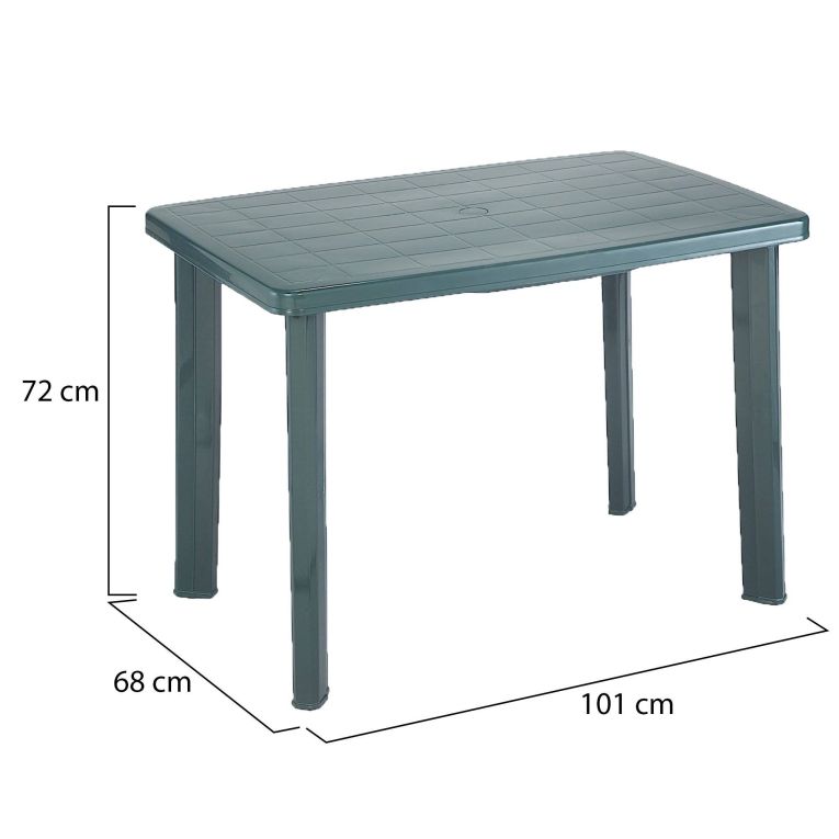 Tavolo da Esterno Verde 6 Posti Tavolo Tavolo da Esterno Rettangolare 101x68x72h cm, Lunghezza Massima 101 cm Made in Italy - Pinedale