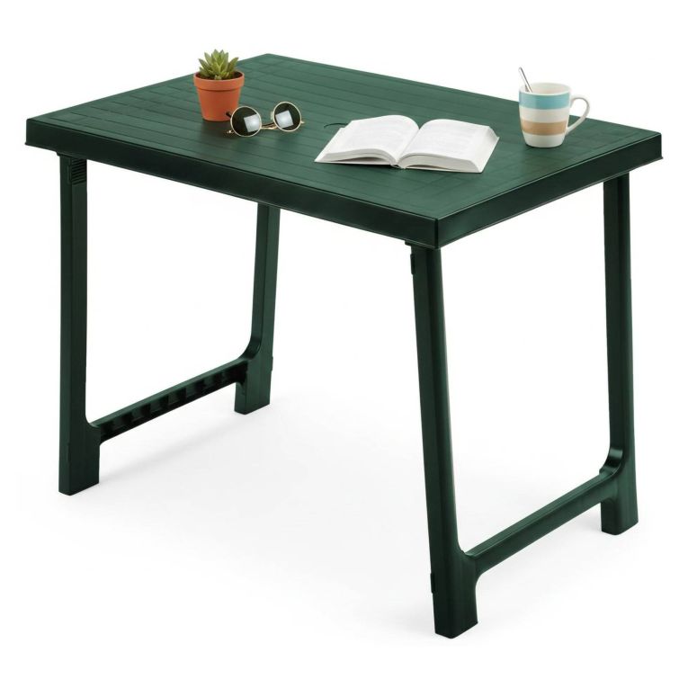 Tavolo da Esterno Verde 6 Posti Tavolo Tavolo Fisso Rettangolare 81x56x63h cm, Lunghezza Massima 81 cm Made in Italy - Beechwood