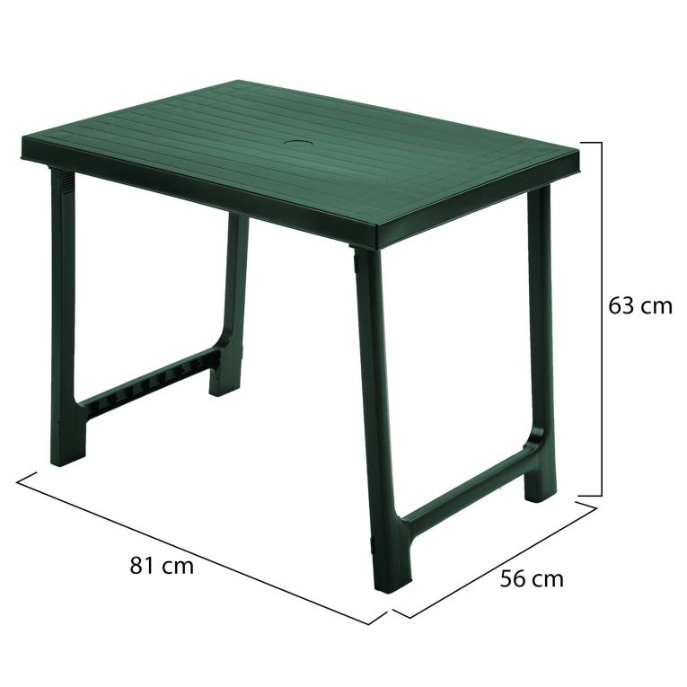 Tavolo da Esterno Verde 6 Posti Tavolo Tavolo Fisso Rettangolare 81x56x63h cm, Lunghezza Massima 81 cm Made in Italy - Beechwood