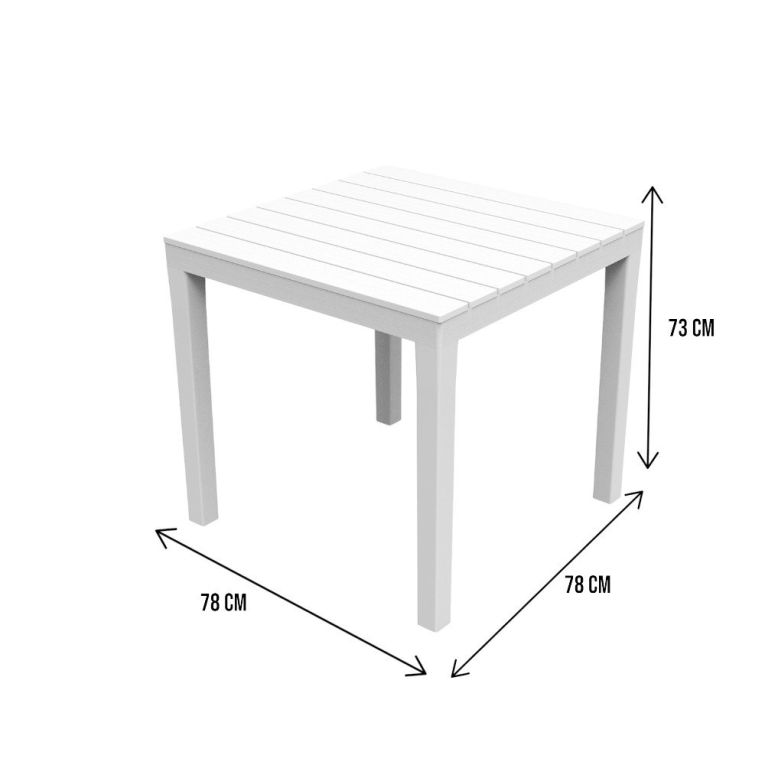 Tavolo da esterno Vicenza, Tavolo quadrato da giardino, Tavolino fisso indoor e outdoor, 100% Made in Italy, 100% Made in Italy, 78x78h72 cm, Bianco