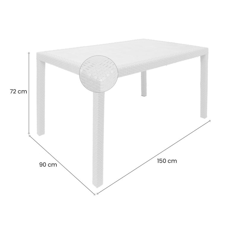 Tavolo da giardino 10 posti 150x90cm bianco - Ariana