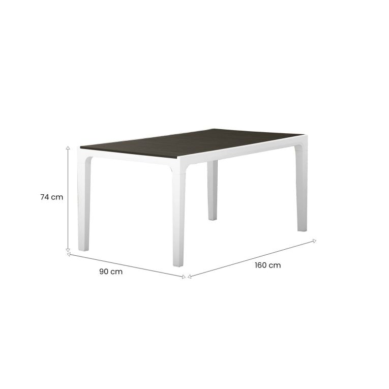 Tavolo da giardino 6 posti 160x90cm bianco e grigio scuro - Nanaimo