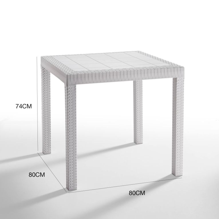Tavolo da giardino 6 posti 80x80cm bianco - Acqua