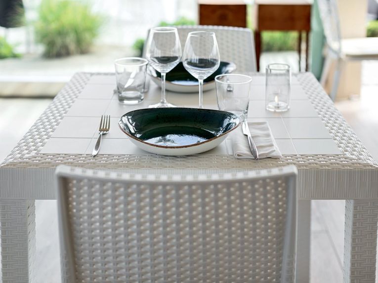 Tavolo da giardino 6 posti 80x80cm bianco - Acqua
