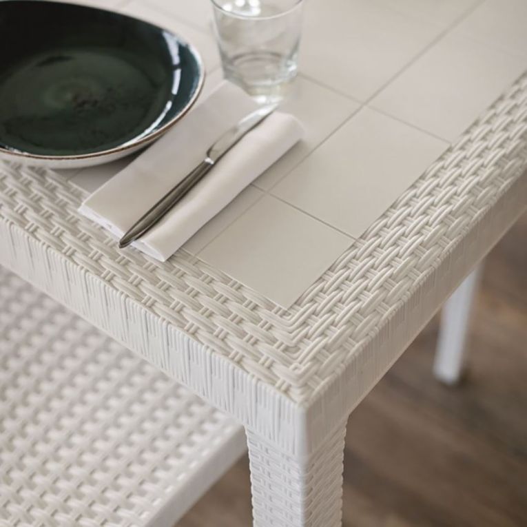 Tavolo da giardino 6 posti 80x80cm bianco - Acqua