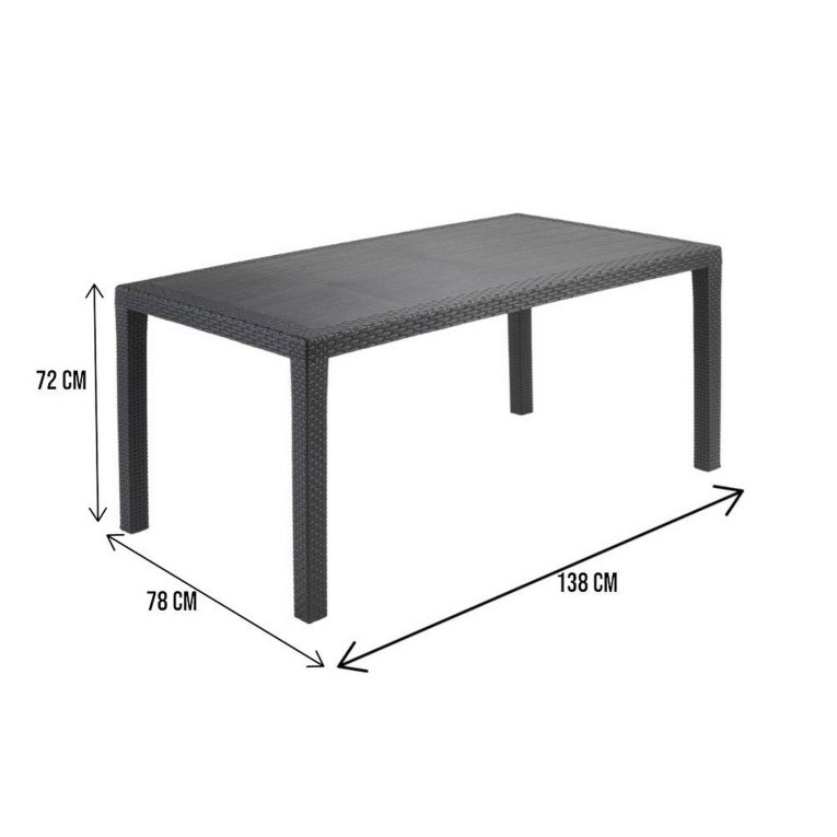 Tavolo da giardino 8 posti 138x78cm antracite - Arca