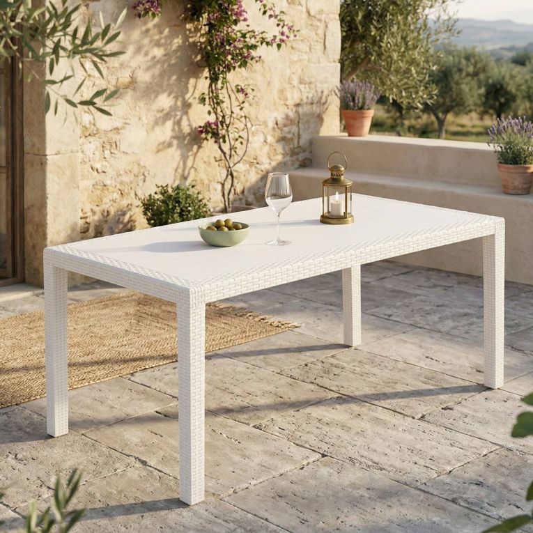 Tavolo da giardino 8 posti 138x78cm bianco - Arca