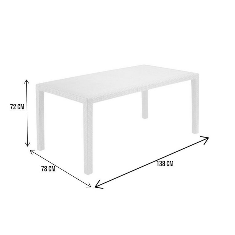 Tavolo da giardino 8 posti 138x78cm bianco - Arca