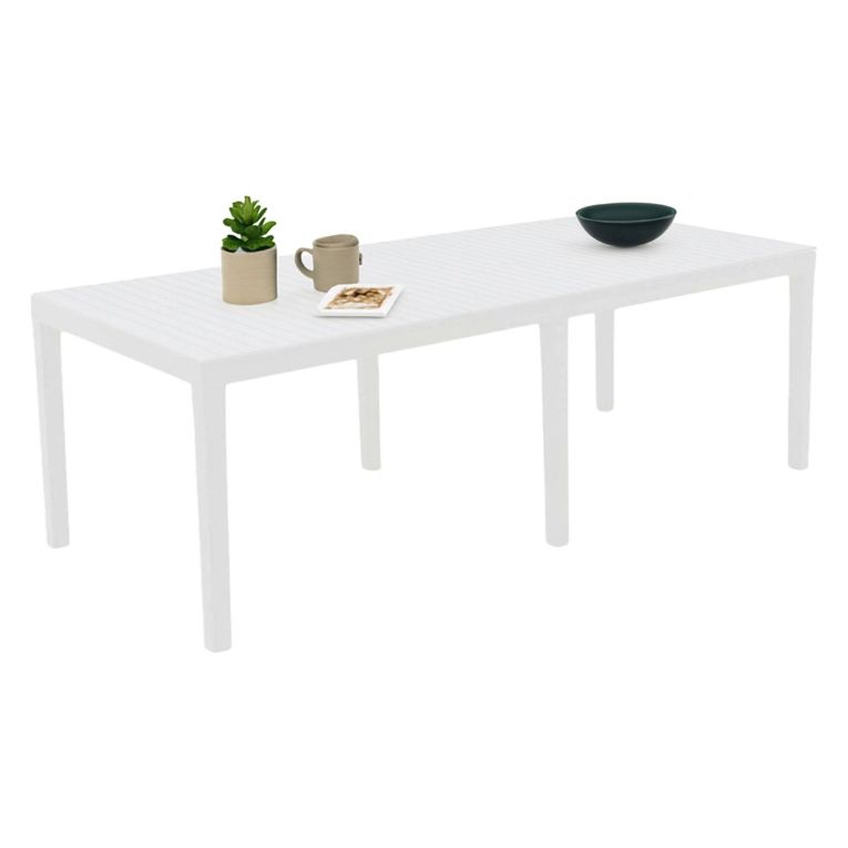 Tavolo da giardino allungabile 8-10 posti 150-220x90cm bianco - Arabesch