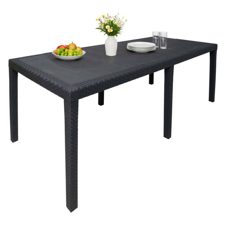 Tavolo da giardino allungabile 8-10 posti 150-220x90cm effetto rattan antracite - Abbaviva